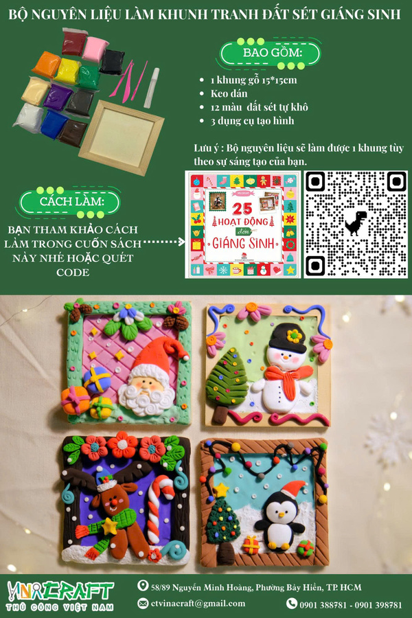 Bộ Nguyên Liệu Làm Khung Tranh Đất Sét Giáng Sinh